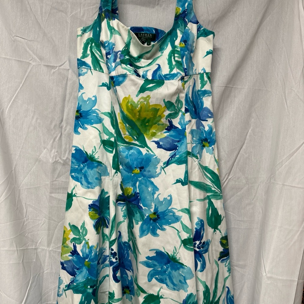 Ralph Lauren Floral Blue and Green Dress